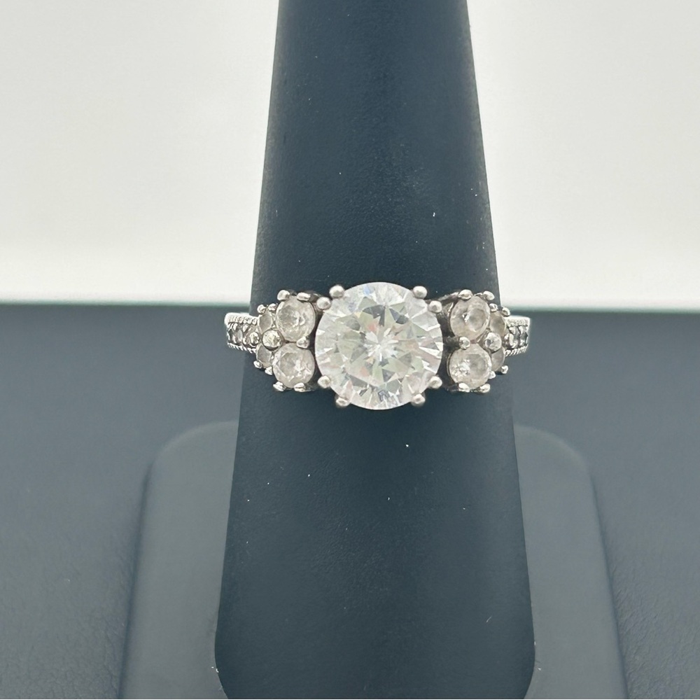 Sterling Silver Crystal Cluster Ring